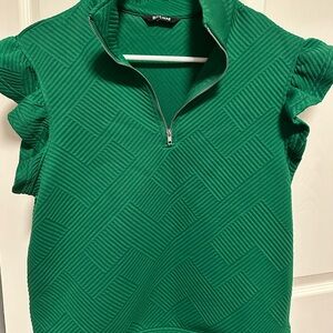 Green Textured Women's Top